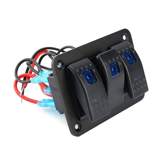 3 Gang 12-24V Rocker Switch Panel IP66 Water Proof (ABS+PC+Aluminum) - Picture 6 of 8